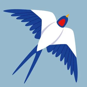 Vector illustration of swallow in flight in a flat style Stock Illustration
