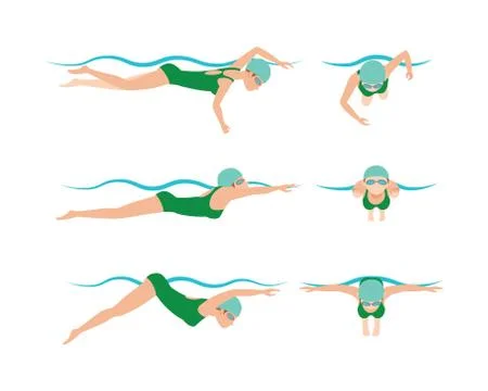 Vector illustration of swimming style scheme different swimmers man and woman in Stock Illustration