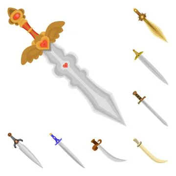 Vector illustration of sword and dagger logo. Collection of sword and weapon Stock Illustration