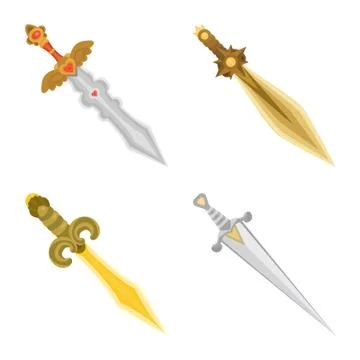 Vector illustration of sword and dagger sign. Set of sword and weapon stock Stock Illustration