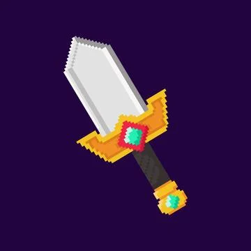 Vector Illustration of Sword with Pixel Art Design Stock Illustration
