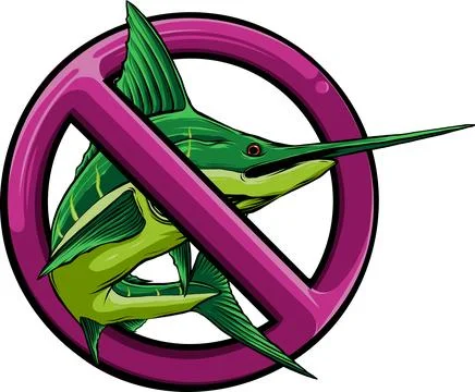 Vector illustration of swordfish forbidden on white background 스톡 일러스트
