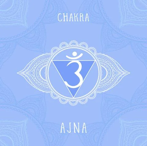 Vector illustration with symbol Ajna - Third Eye chakra on ornamental backgro Stock Illustration