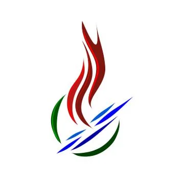 Vector illustration of a symbol of fire burning on the basis of on a white ba Stock Illustration