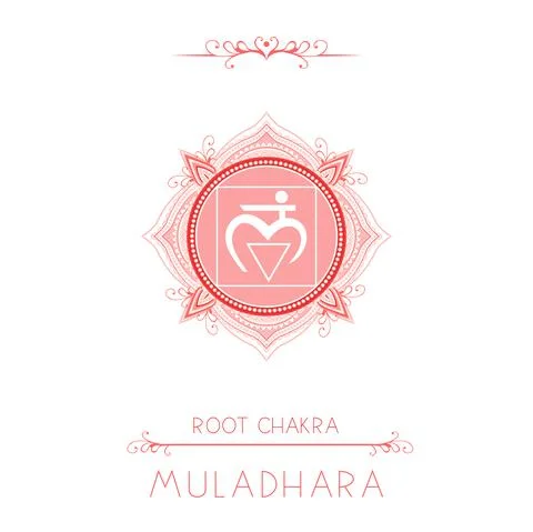 Vector illustration with symbol Muladhara - Root chakra and decorative elemen Stock Illustration