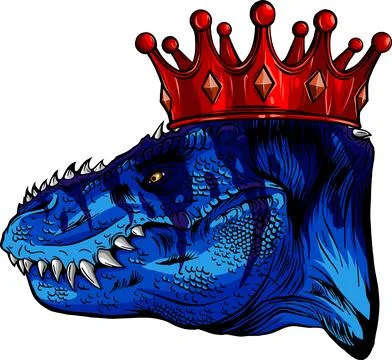Vector illustration of T Rex Head with crown 스톡 일러스트