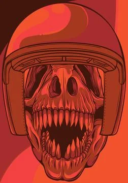 Vector illustration of T-Rex Skull with rider helmet Stock Illustration