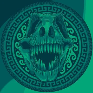 Vector illustration of t rex skull with ornaments Stock-Illustration