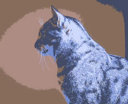 Vector illustration of a tabby cat looking sideways Stock Illustration