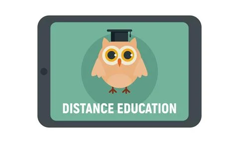 Vector illustration with tablet and wise owl 스톡 일러스트