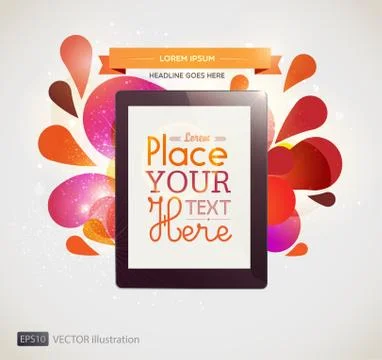 Vector illustration with tablet on light background Stock Illustration