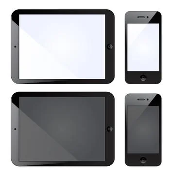 Vector illustration of tablet PC with mobile smartphone Stock Illustration