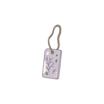 Vector illustration of a tag on a string with a tree branch. Illustrazione stock