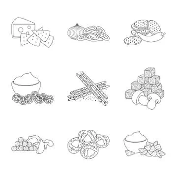 Vector illustration of taste and crunchy logo. Set of taste and cooking stock Stock Illustration