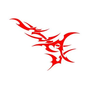 Vector illustration of a tattoo pattern in the style of neo-tribal Y2K, red イラスト素材