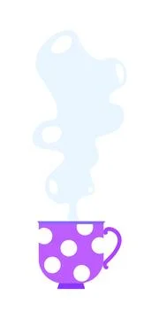 Vector illustration of a tea cup with steam rising isolating on white backgro Stock Illustration