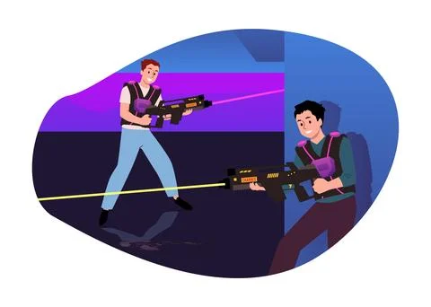 Vector illustration of a team laser tag game. Isolated iPhone. Stock Illustration