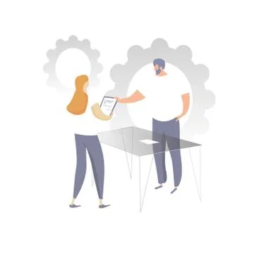 Vector illustration with team working at office Illustrazione stock
