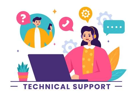 Vector Illustration of a Technical Support System featuring Software Develo.. Stock Illustration