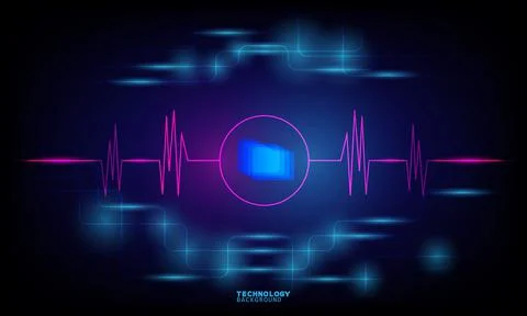 Vector illustration technology with line pattern over dark blue background. Stock Illustration