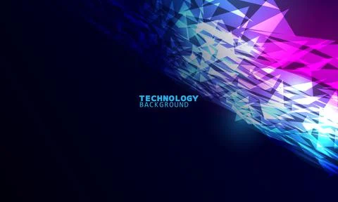 Vector illustration technology with triangles over dark blue and pink background Stock Illustration