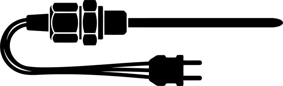 Vector illustration of a temperature sensor or probe icon with wires and pl.. Stock Illustration