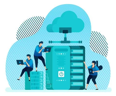 Vector illustration template for database management system for data storage, Stock Illustration