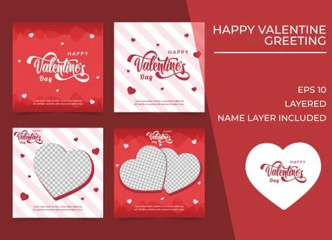 Vector Illustration Template of Day Banner Post. Set of Happy Valentine. Stock Illustration