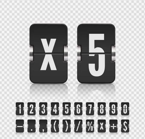 Vector illustration template. Flip number and symbol scoreboard on transparent Stock Illustration