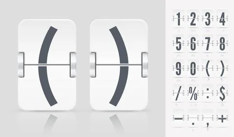 Vector illustration template. Flip number and symbol scoreboard on light Stock Illustration