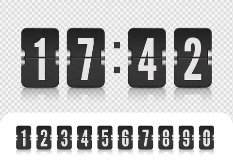 Vector illustration template. Scoreboard number font. Flip countdown number on Stock Illustration