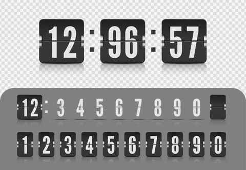 Vector illustration template. Scoreboard number font. Vintage flip clock time Stock Illustration