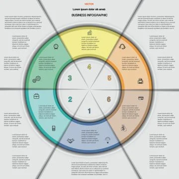 Vector illustration template with text areas on 6 positions Stock Illustration