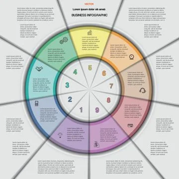 Vector illustration template with text areas on 9 positions Stock Illustration