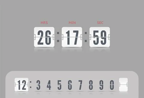 Vector illustration template. White scoreboard number font. Vector coming soon Stock Illustration