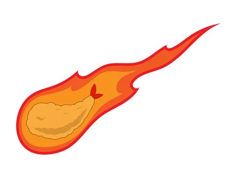 Vector illustration of a tempura with fire elements surrounding it Stock Illustration