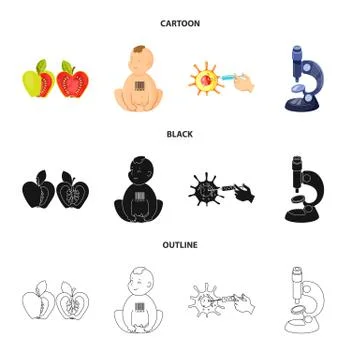 Vector illustration of test and synthetic sign. Set of test and laboratory Illustrazione stock