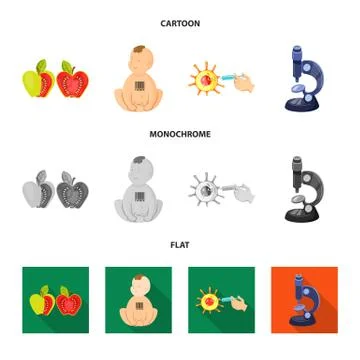Vector illustration of test and synthetic sign. Set of test and laboratory stock 스톡 일러스트
