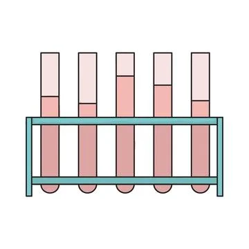 Vector illustration of test tubes. With black outline and color on a white Stock Illustration