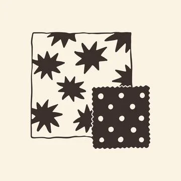 Vector illustration of texturized fabric material samples featuring starburst Stock Illustration