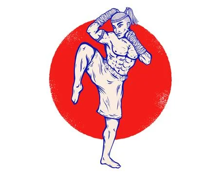 Vector illustration of Thai fighter for fighting club. Vector illustration .. Stock Illustration