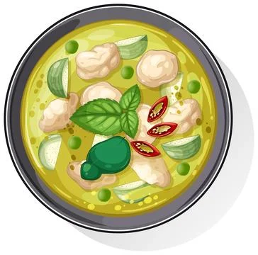 Vector Illustration of Thai Green Curry Dish Stock Illustration
