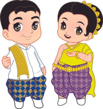 Vector illustration of  ThaiWeddingCostume Stock Illustration