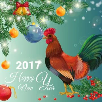 Vector illustration on the theme of holidays. Calendar 2017 New Year. Illustrazione stock
