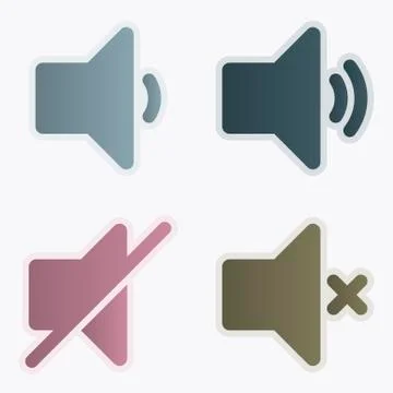 Vector illustration on a theme Loudspeaker, button, sound, music Stock Illustration