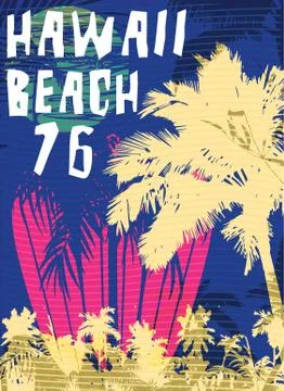 Vector illustration on the theme of surf and surf club miami Grunge backgroun Stock Illustration