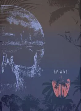 Vector illustration on the theme of surf and surf club miami Grunge backgroun Stock Illustration