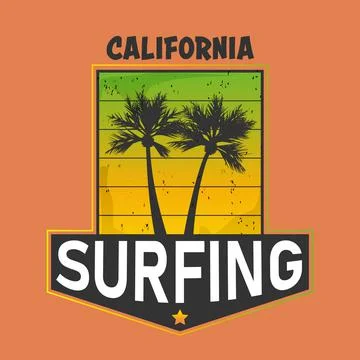 Vector illustration on the theme of surfing and surf rider in California, Venice Stock Illustration