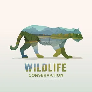 Vector illustration on the themes of wild animals of America, survival in t.. Stock Illustration
