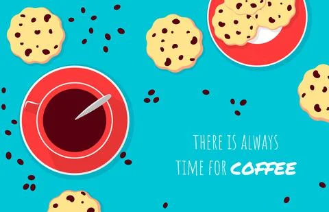 Vector illustration, There is always time for coffee inspirational card. A cup Stock Illustration